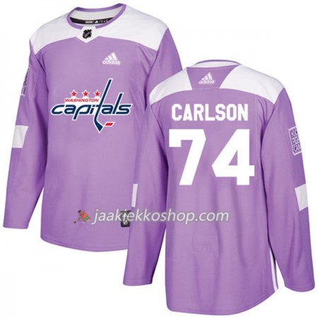 Miehille NHL Washington Capitals Pelipaita John Carlson 74 Adidas 2017-2018 Violetti Fights Cancer Practice Authentic